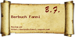 Berbuch Fanni névjegykártya